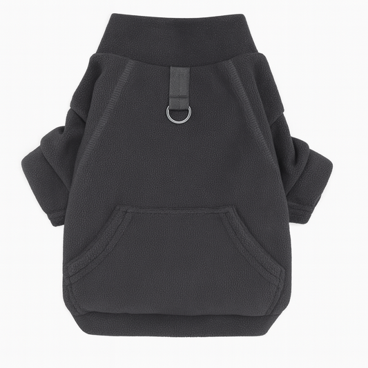 Fleece Dog Hoodie with Leash Ring – Grey