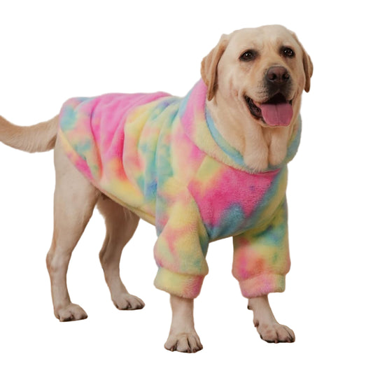 Tie-Dye Fleece Dog Hoodie – Soft Winter Coat