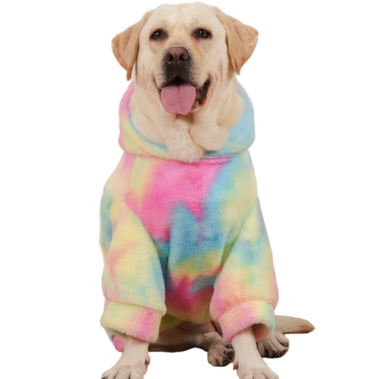 Tie-Dye Fleece Dog Hoodie – Soft Winter Coat