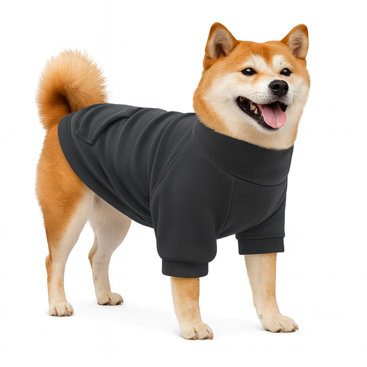 Fleece Dog Hoodie with Leash Ring – Grey